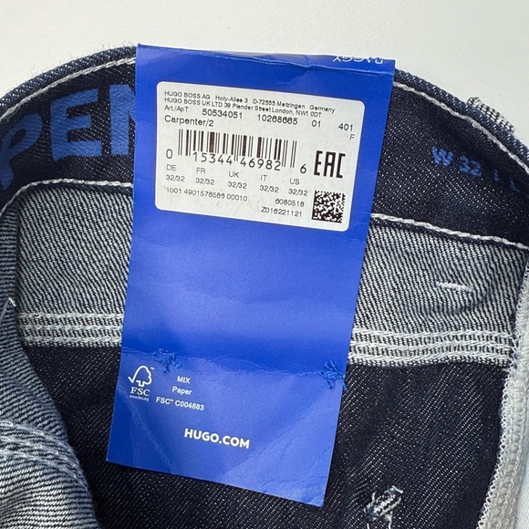 HUGO Mens Carpenter Style Jeans- Mixed Denim- 32x32 - Picture 11 of 12